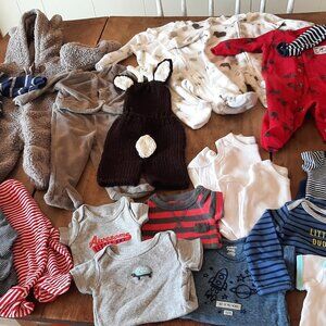 Newborn lot, including bunting suit and photoshoot outfit
